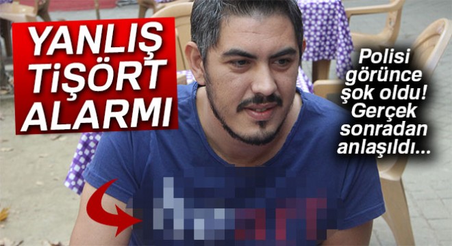 'Heart' tişörtü giydi, emniyeti alarma geçirdi