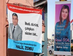 Muhtar adaylarının pankart savaşı