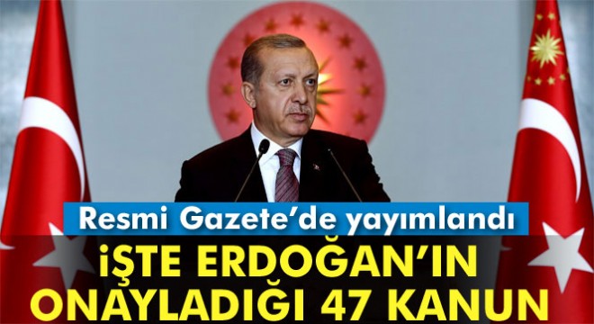 Cumhurbaşkanı Erdoğan'ın onayladığı kanunlar Resmi Gazete'de