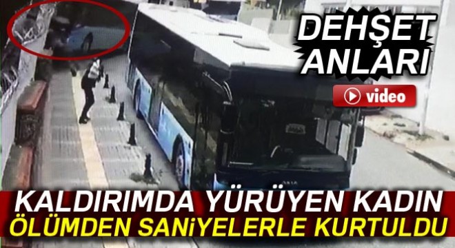 Halk otobüsü okul duvarında asılı kaldı