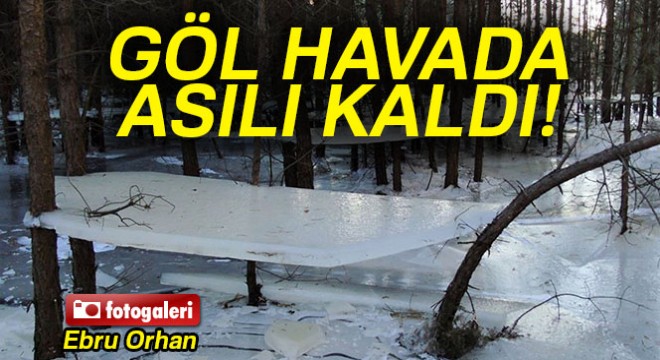 Polonya'da soğuktan donan göl havada asılı kaldı